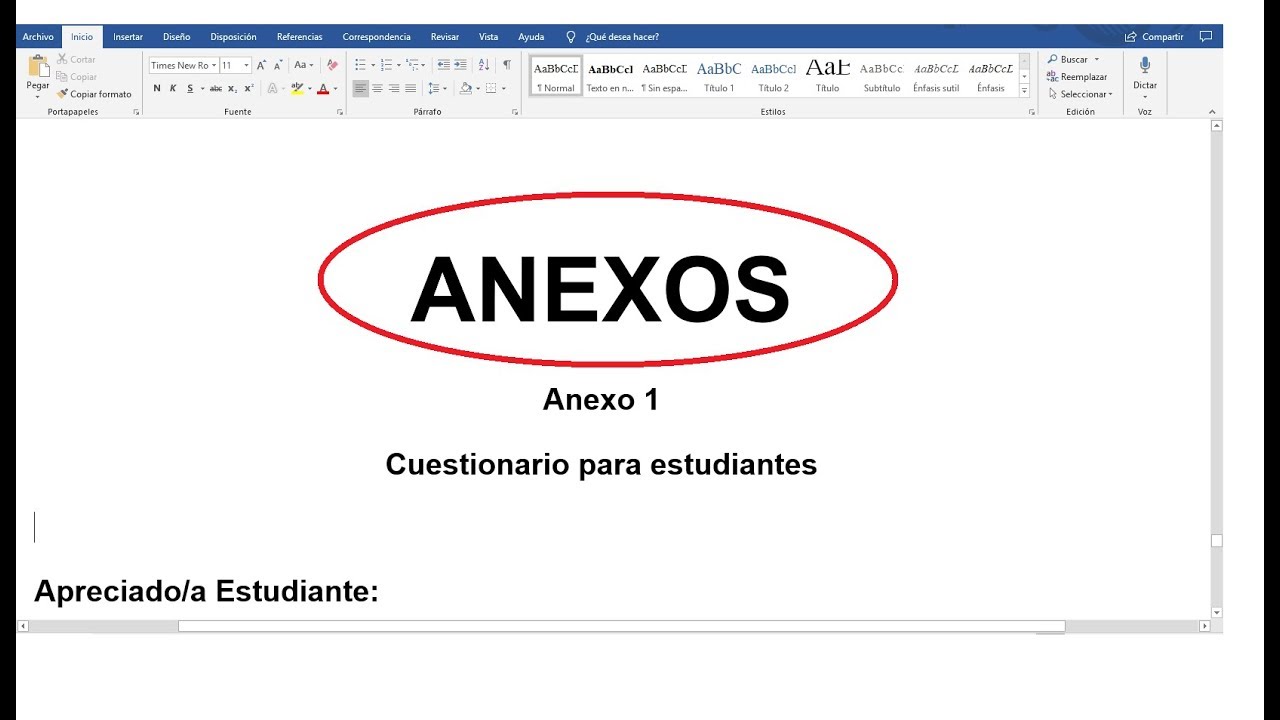 Cómo incorporar anexos en un trabajo de fin de grado
